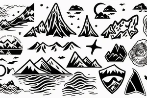 Mountains and sea tattoo idea