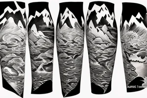 Mountains and sea tattoo idea