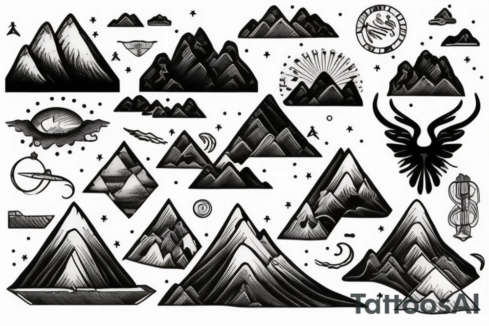 Mountains and sea tattoo idea