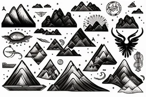 Mountains and sea tattoo idea