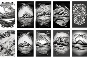 Mountains and sea tattoo idea
