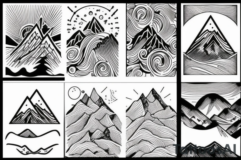 Mountains and sea tattoo idea