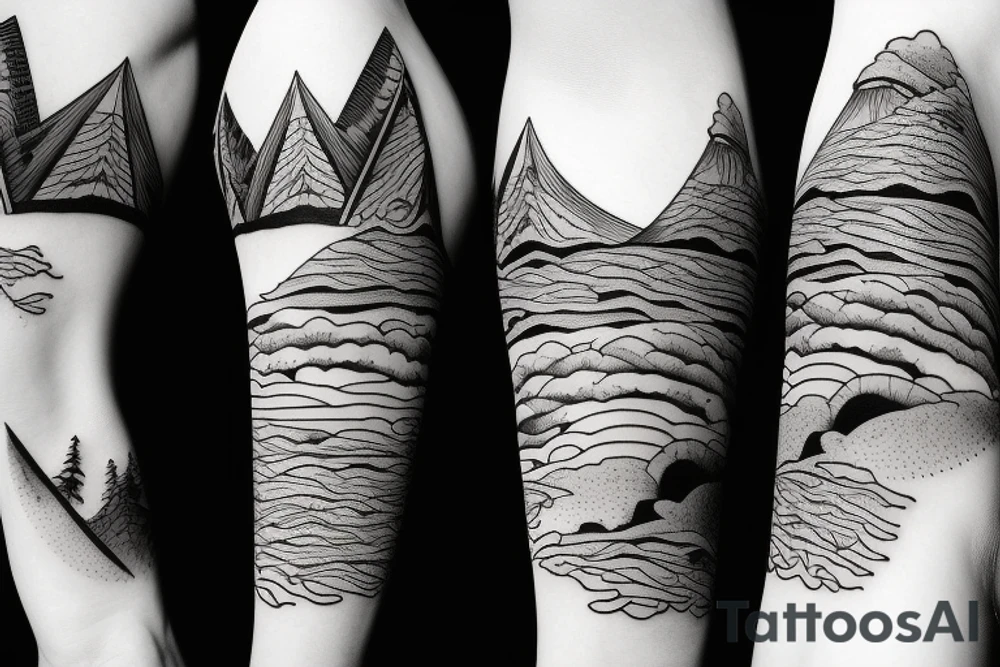 Mountains and sea tattoo idea
