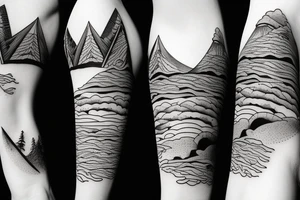 Mountains and sea tattoo idea