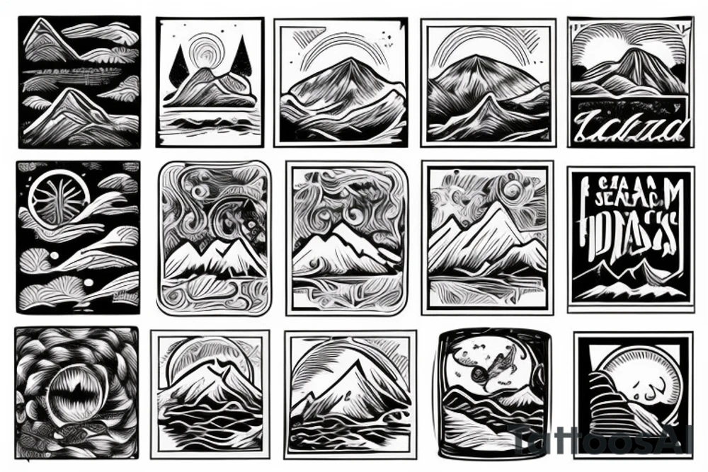 Mountains and sea tattoo idea