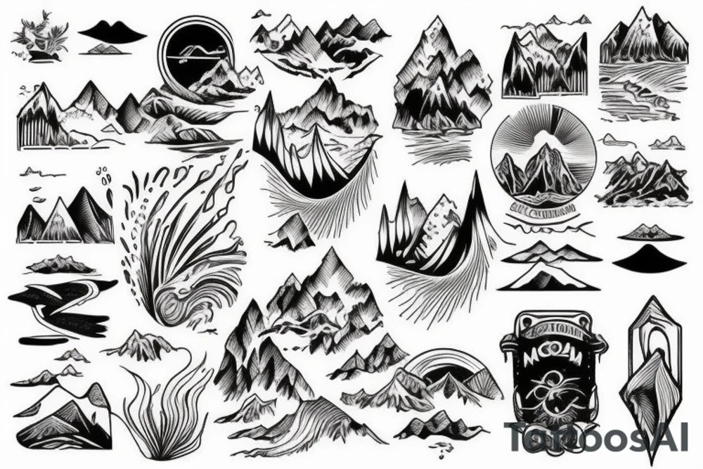 Mountains and sea tattoo idea