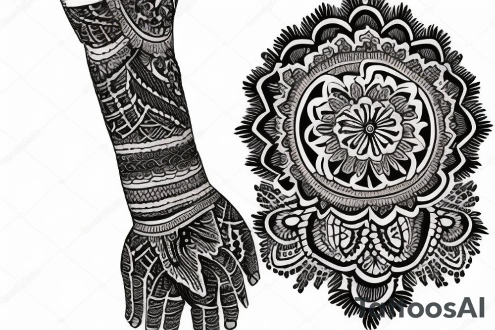 indian lace style tattoo involving the wrist tattoo idea