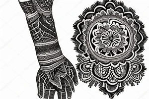 indian lace style tattoo involving the wrist tattoo idea