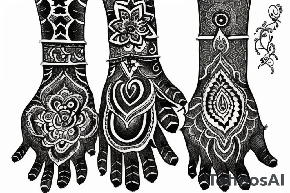 indian lace style tattoo involving the wrist tattoo idea