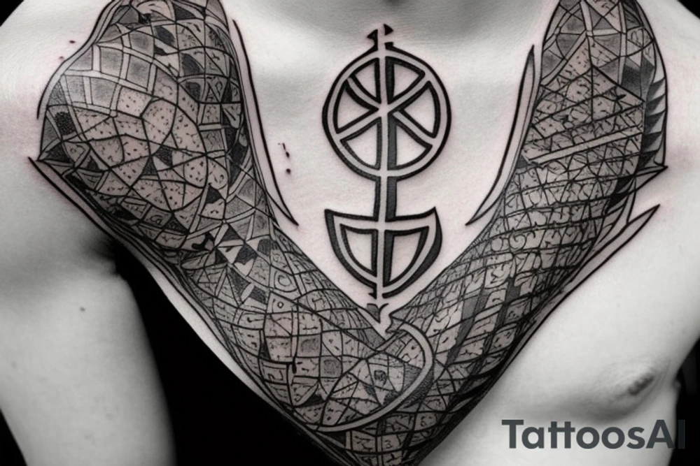 I want a tattoo of "HATAY". H should be two minarets, first A should be made of swords, T should be a christian cross, second A should be a jewish star and the last Y should resemble a nature character such as a bird etc. tattoo idea
