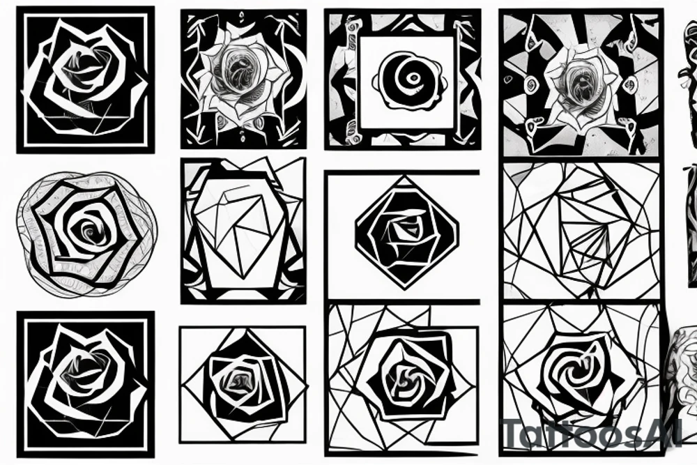 blockchain black rose digital tattoo idea