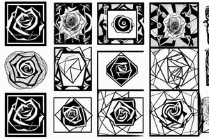 blockchain black rose digital tattoo idea