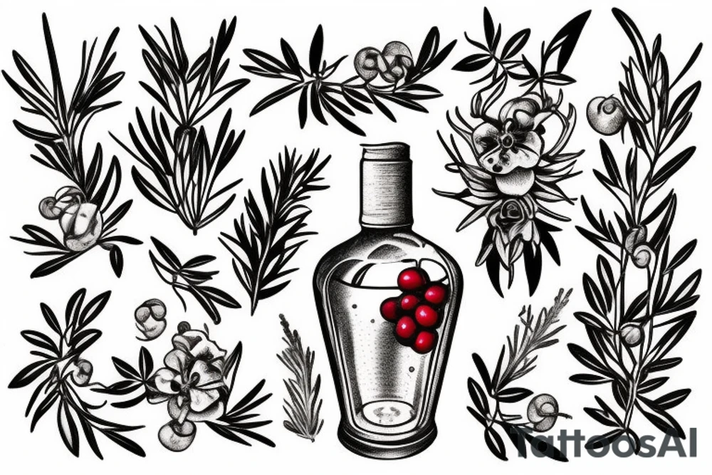 Cherry and wine, rosemary and thyme tattoo idea