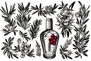 Cherry and wine, rosemary and thyme tattoo idea