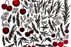 Cherry and wine, rosemary and thyme tattoo idea