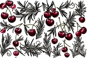 Cherry and wine, rosemary and thyme tattoo idea