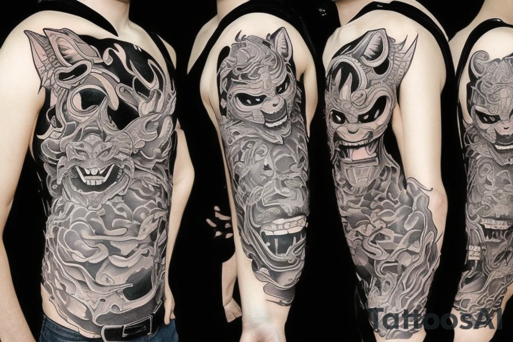 Oni mask tattoo idea