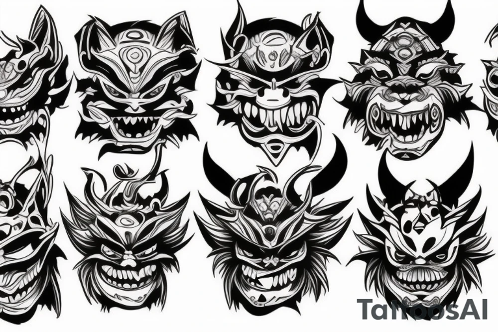 Oni mask tattoo idea