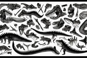 t-rex bones with mermaid tail tattoo idea