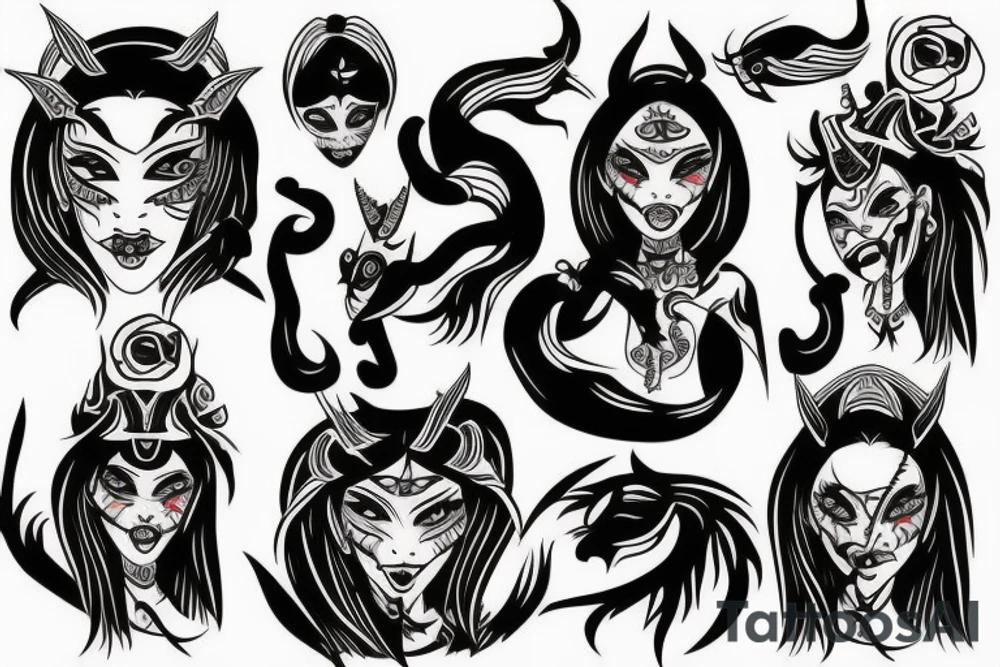 demon girl tattoo idea
