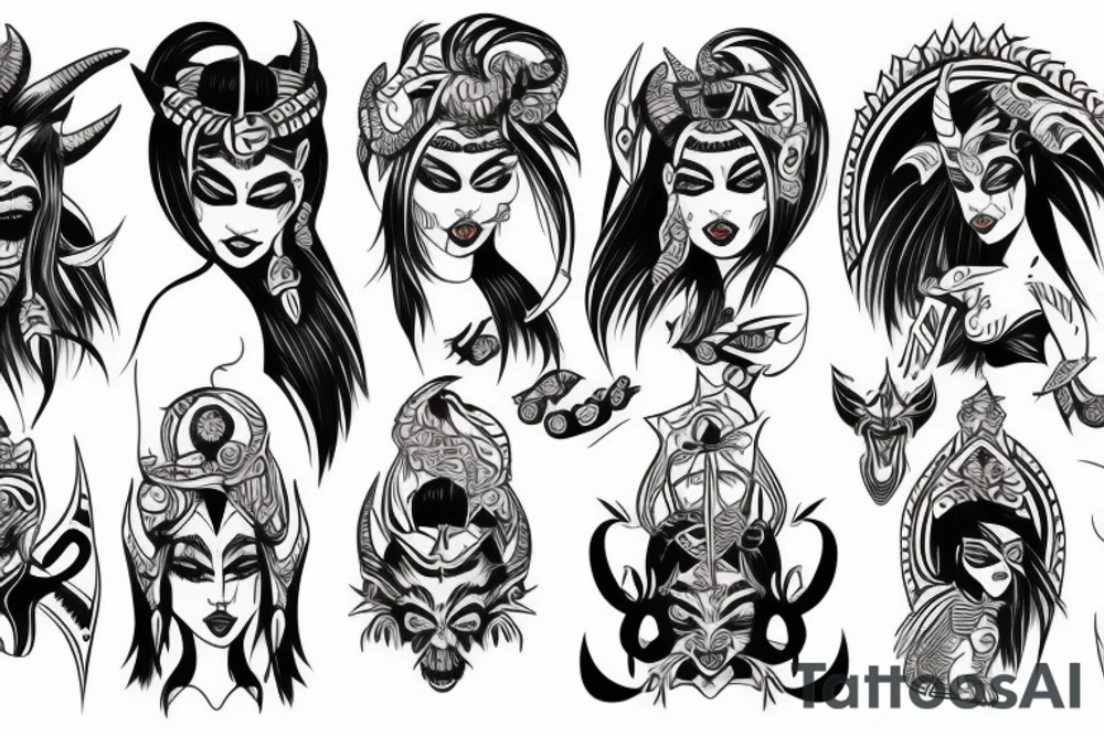 demon girl tattoo idea