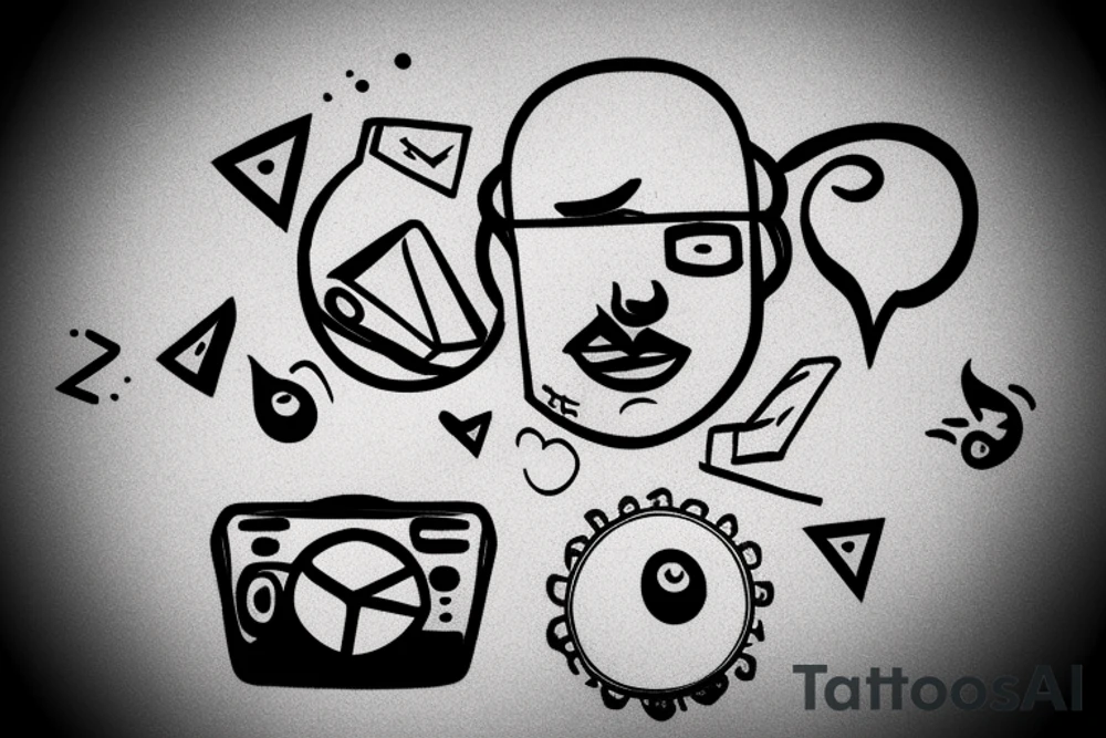 3D icon of a person with a phone, on the face of a lick tattoo idea