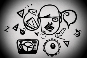 3D icon of a person with a phone, on the face of a lick tattoo idea