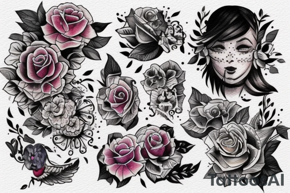 тонкие линии цветы tattoo idea