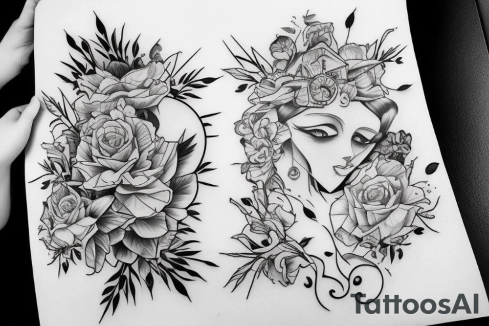 тонкие линии цветы tattoo idea
