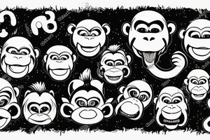 three monkey with closed eyes, ears and mouth.  in the middle the monkey screams furiously tattoo idea