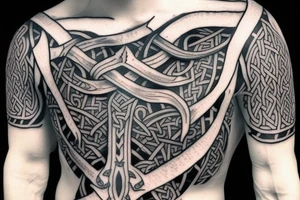 fantasy beautiful viking tattoo design full body, on the background of weapons and shields : : black on white : : highly detailed, realistic, 8k render --ar 2:3 tattoo idea