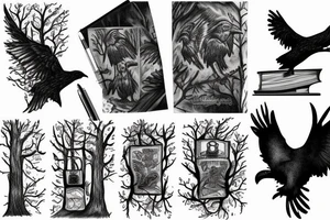 Trees, soldiers, music, books, ravens tattoo idea
