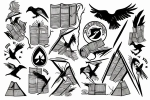 Trees, soldiers, music, books, ravens tattoo idea