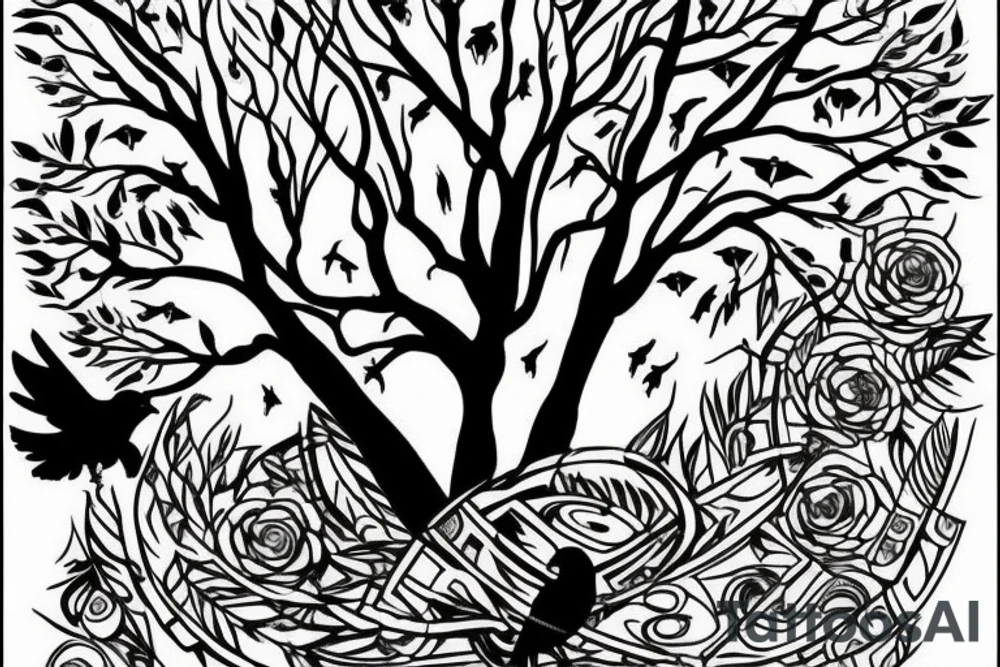 Trees, soldiers, music, books, ravens tattoo idea