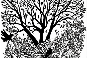 Trees, soldiers, music, books, ravens tattoo idea