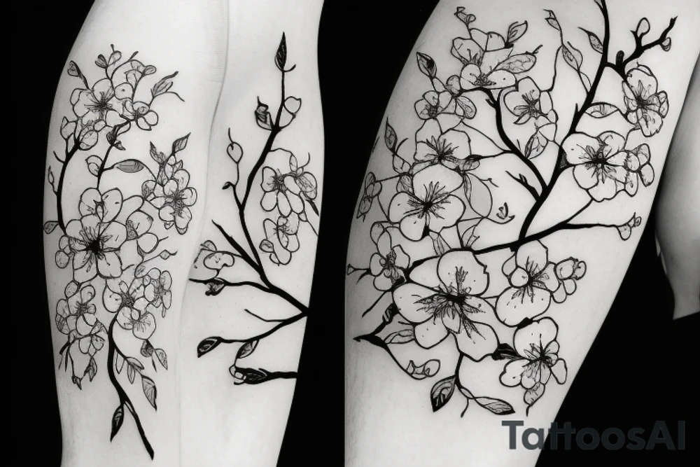 cherry blossom in the wind tattoo idea