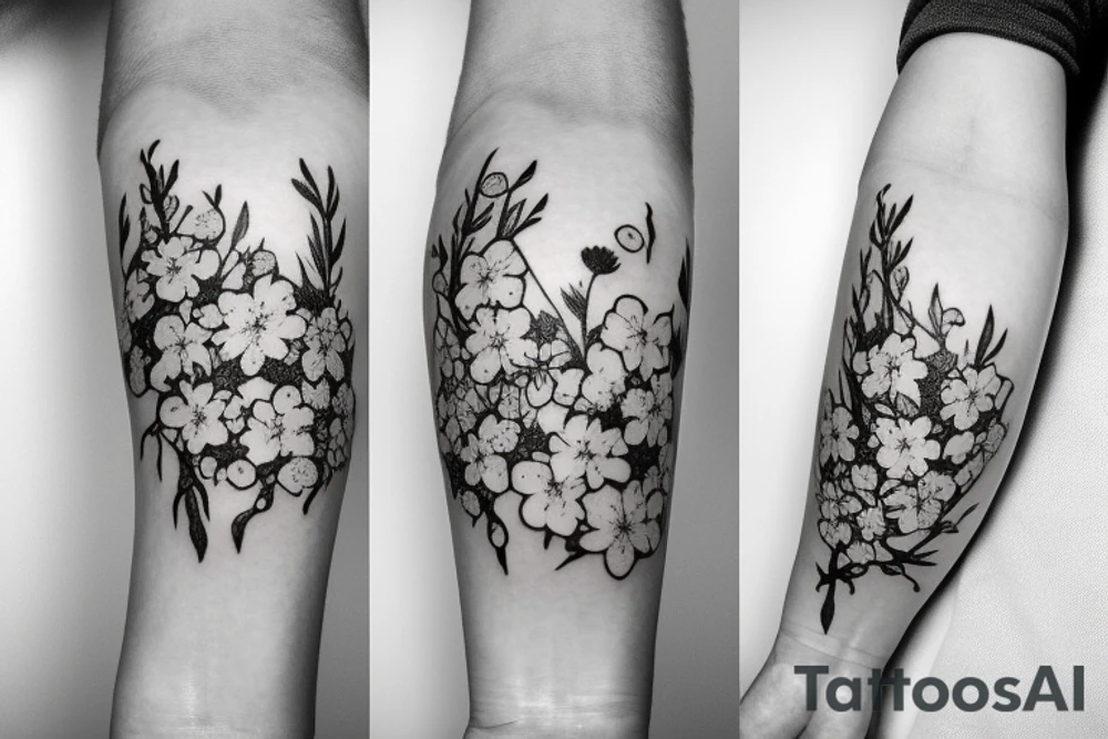 cherry blossom blown by the wind tattoo idea