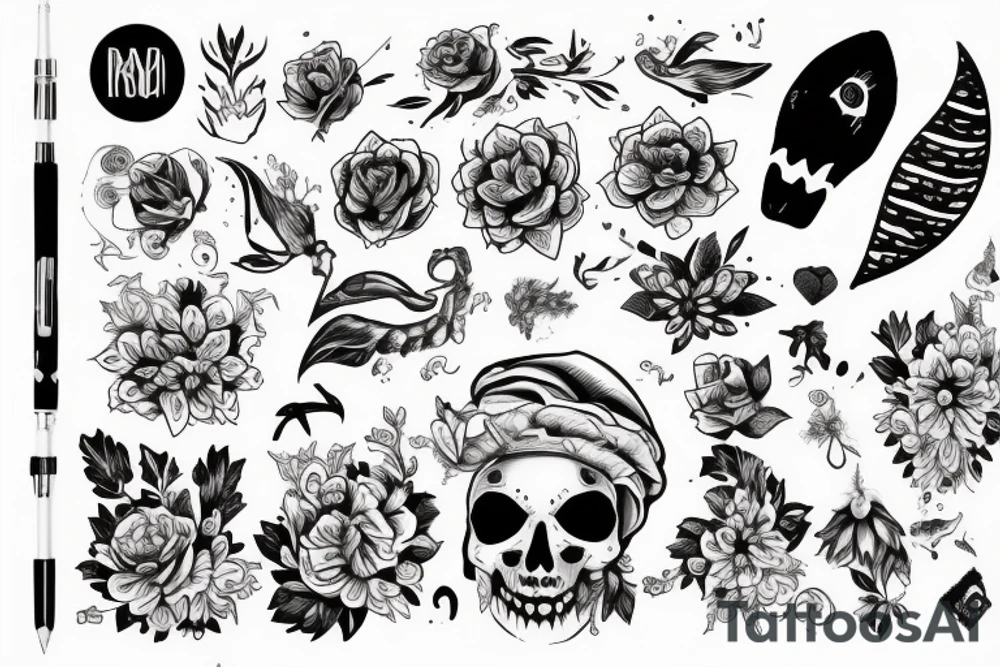 Разные виноградные листья tattoo idea