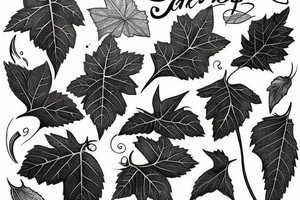 different grape leaves tattoo idea