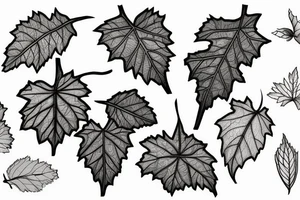different grape leaves tattoo idea
