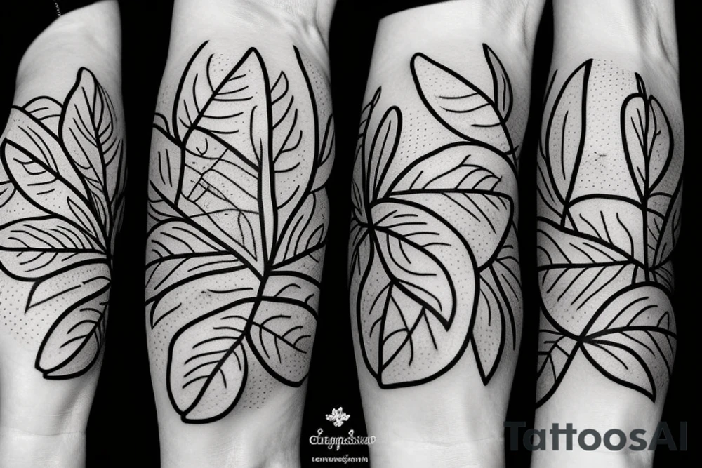 different grape leaves tattoo idea