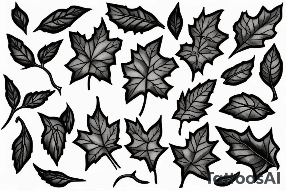 different grape leaves tattoo idea