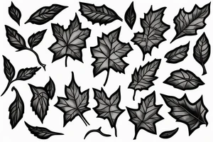 different grape leaves tattoo idea