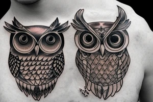 Magic owl on the chest tattoo idea