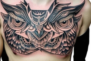 Magic owl on the chest tattoo idea