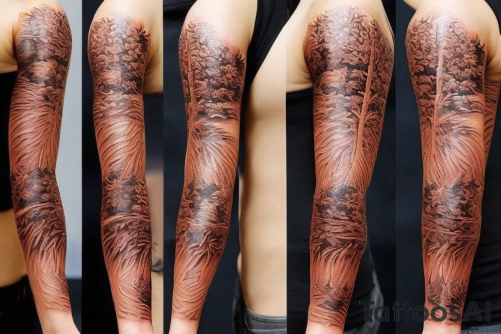 the tattoo would be a sleeve tattoo that runs from my hand up to my shoulder. It would feature black bamboo stalks with leaves, and in between them, there would be a black bonsai tree with red leaves. The bonsai tree would be smaller in size than the bamboo stalks to create
contrast.
Additionally, I would like the Japanese characters "私の雲" written in the tattoo. "私の雲" means "my cloud" in English, and it would likely be written in a calligraphy style to match the aesthetic of the tattoo. tattoo idea