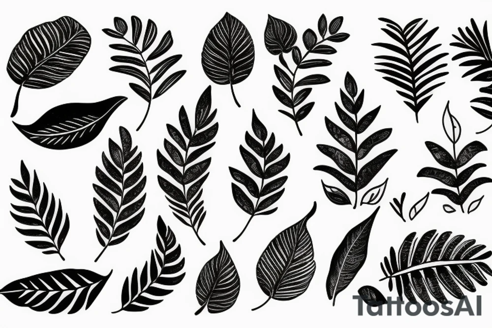 Leaves and jaguar tattoo idea