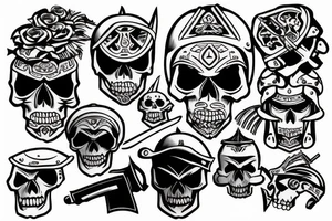 Skull of samurai with helmet tattoo idea