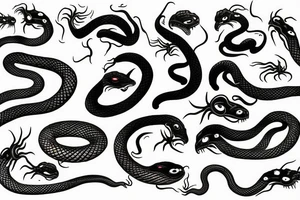 Snakes with demon heads tattoo idea