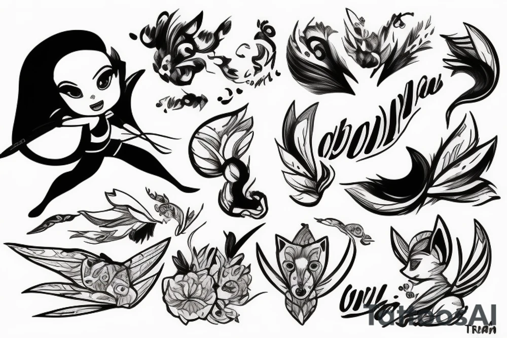 Tinker bell 
A fox 
Muay Thai tattoo idea